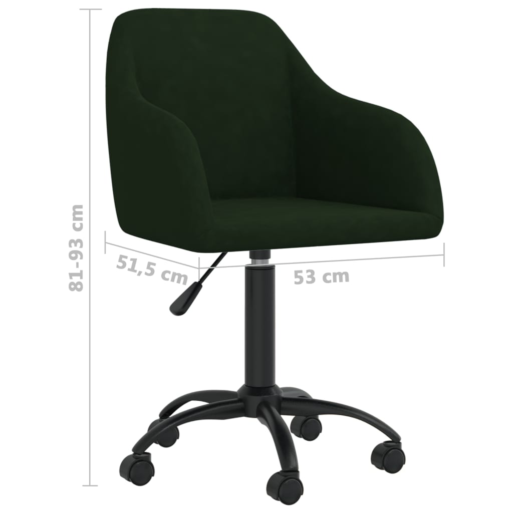 vidaXL Vrtljiv pisarniški stol temno zelen žamet