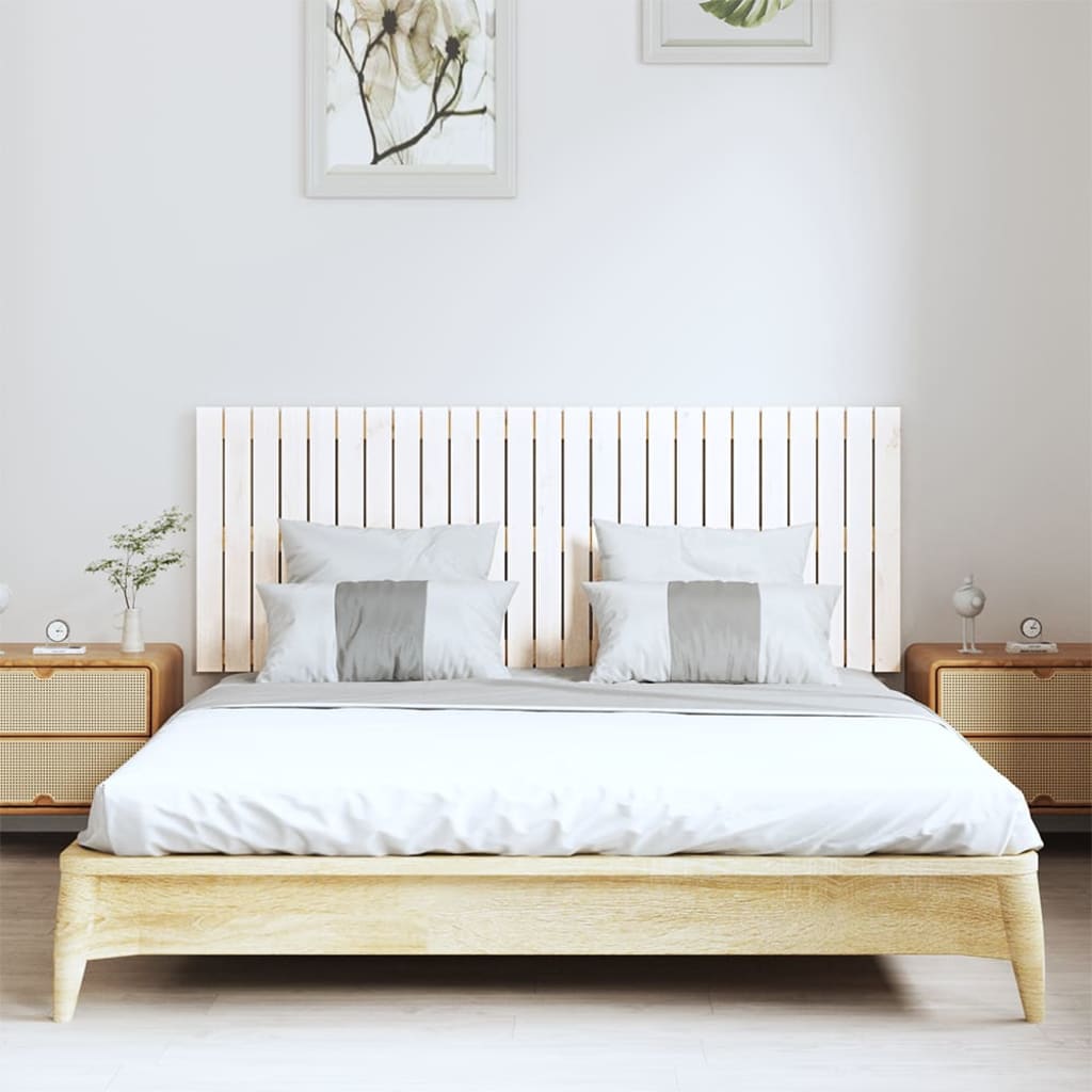 vidaXL Stensko posteljno vzglavje belo 159,5x3x60 cm trdna borovina