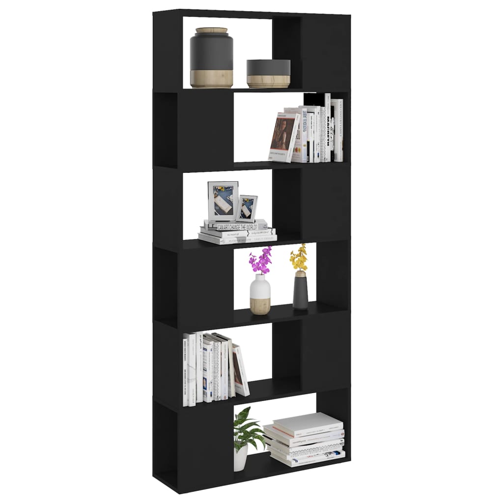 vidaXL Knjižna omara za razdelitev prostora črna 80x24x186 cm