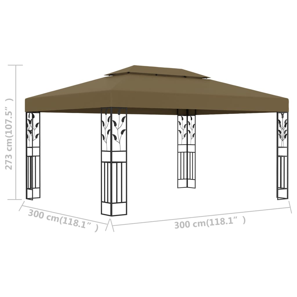 vidaXL Paviljon z dvojno streho 3x4 m taupe 180 g/m²
