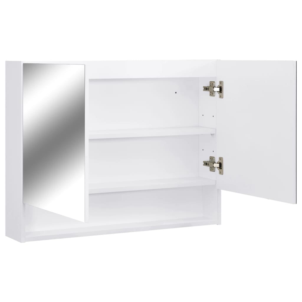 vidaXL LED kopalniška omarica z ogledalom bela 80x15x60 cm MDF