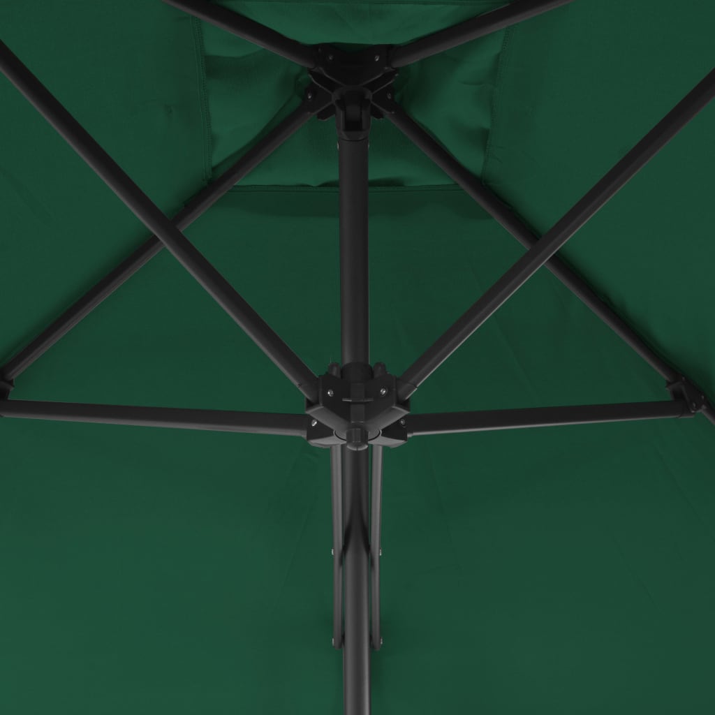 vidaXL Zunanji senčnik z jeklenim drogom 300 cm zelen