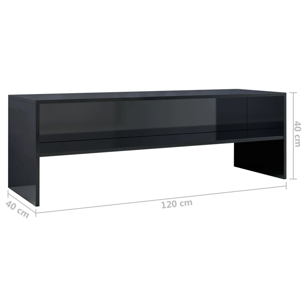 vidaXL TV omarica visok sijaj črna 120x40x40 cm iverna plošča