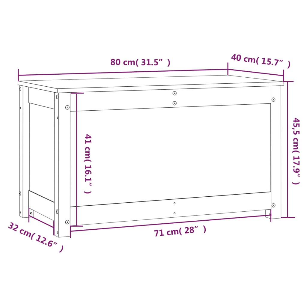 vidaXL Škatla za shranjevanje bela 80x40x45,5 cm trdna borovina