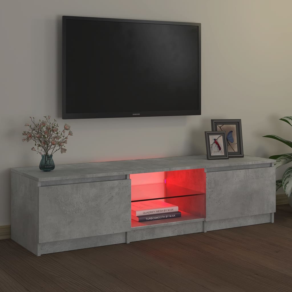 vidaXL TV omarica z LED lučkami betonsko siva 140x40x35,5 cm
