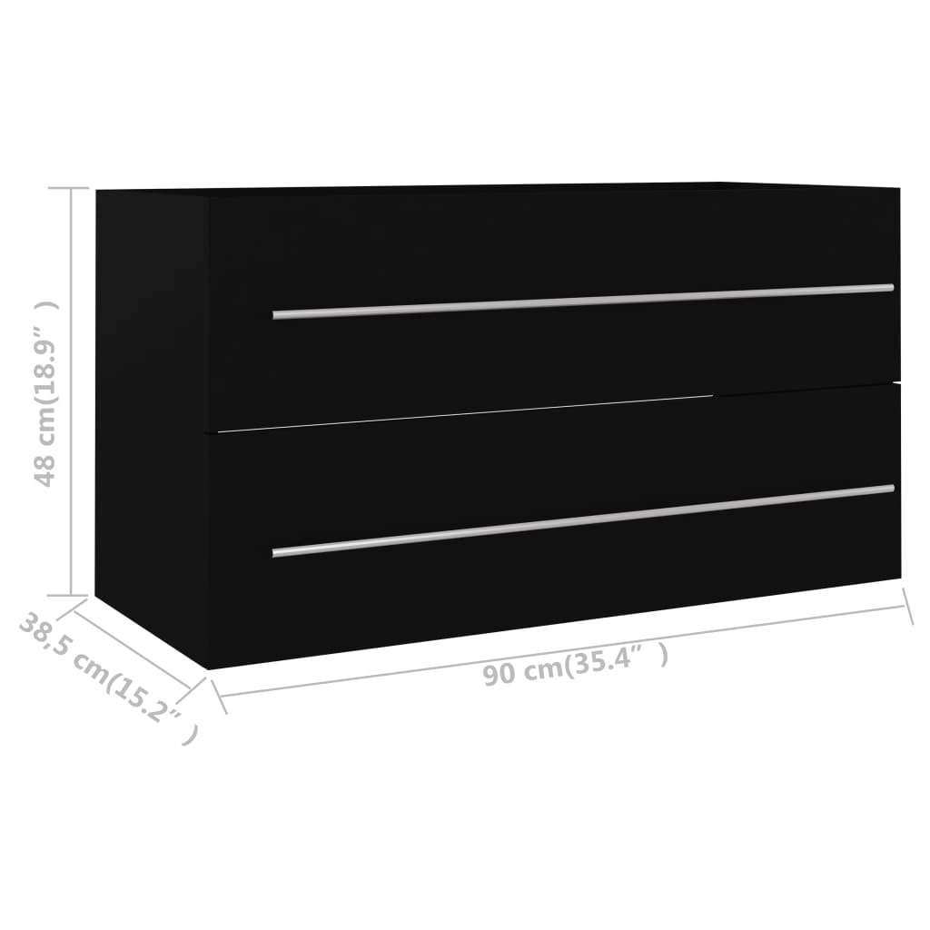vidaXL 2-delni komplet kopalniškega pohištva črna iverna plošča