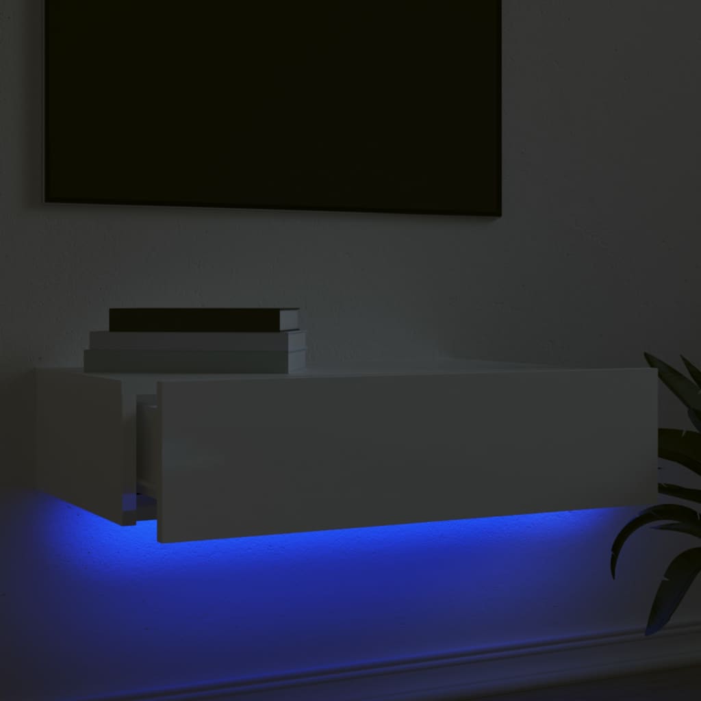 vidaXL TV omarica z LED lučkami visok sijaj bela 60x35x15,5 cm