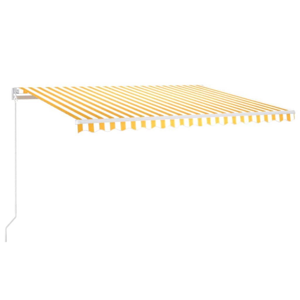 vidaXL Ročno zložljiva tenda z LED lučmi 400x350 cm rumena in bela