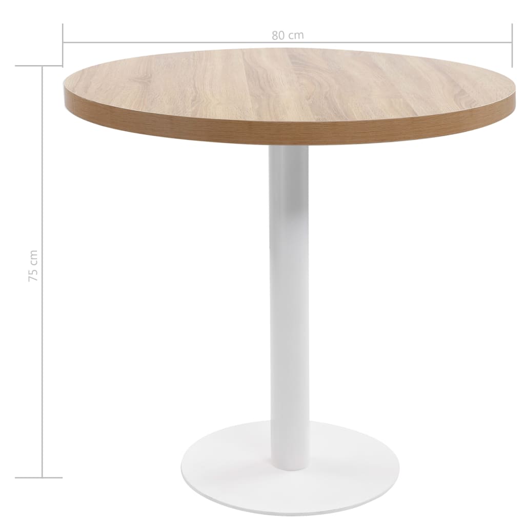 vidaXL Bistro miza svetlo rjava 80 cm mediapan