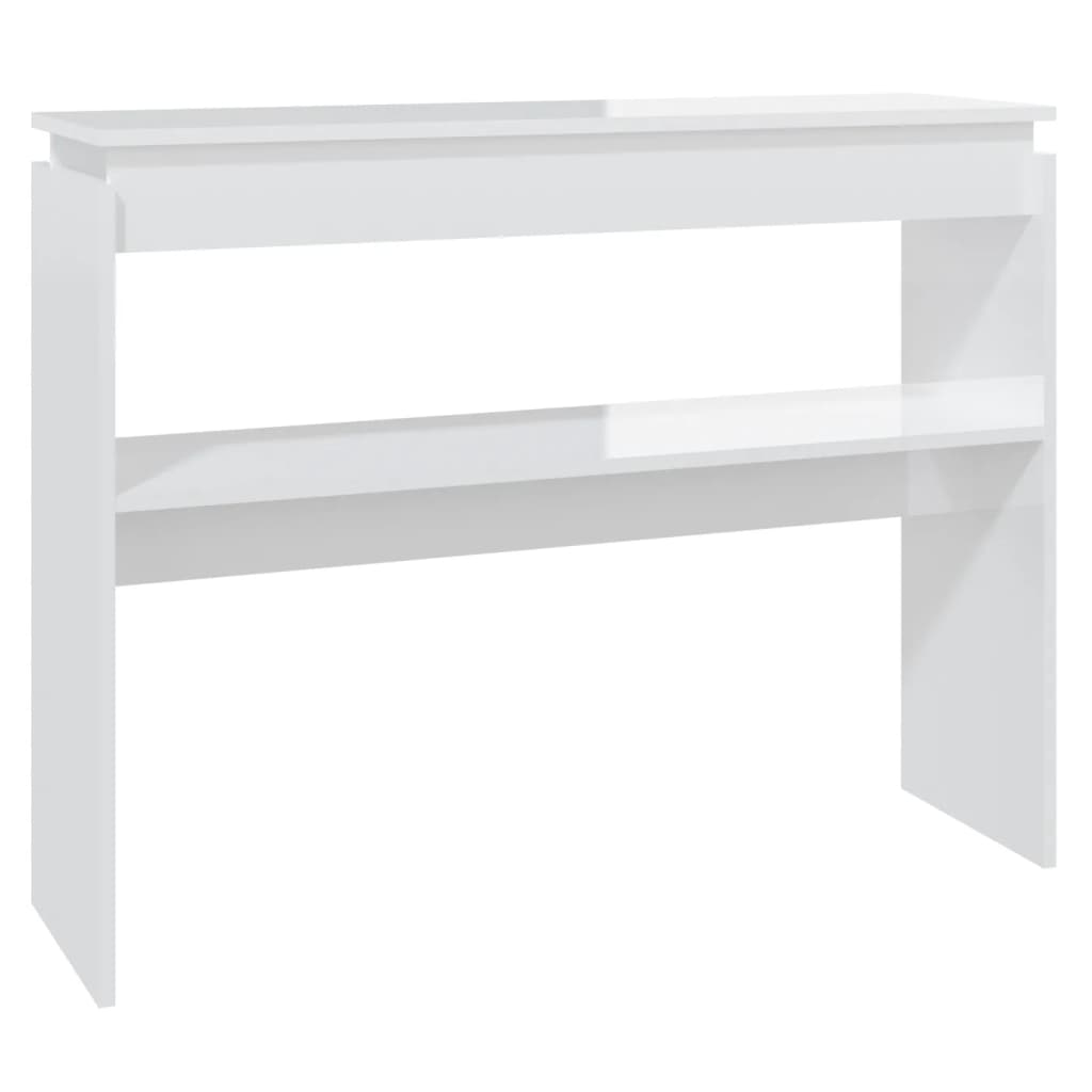vidaXL Konzolna mizica visok sijaj bela 102x30x80 cm iverna plošča