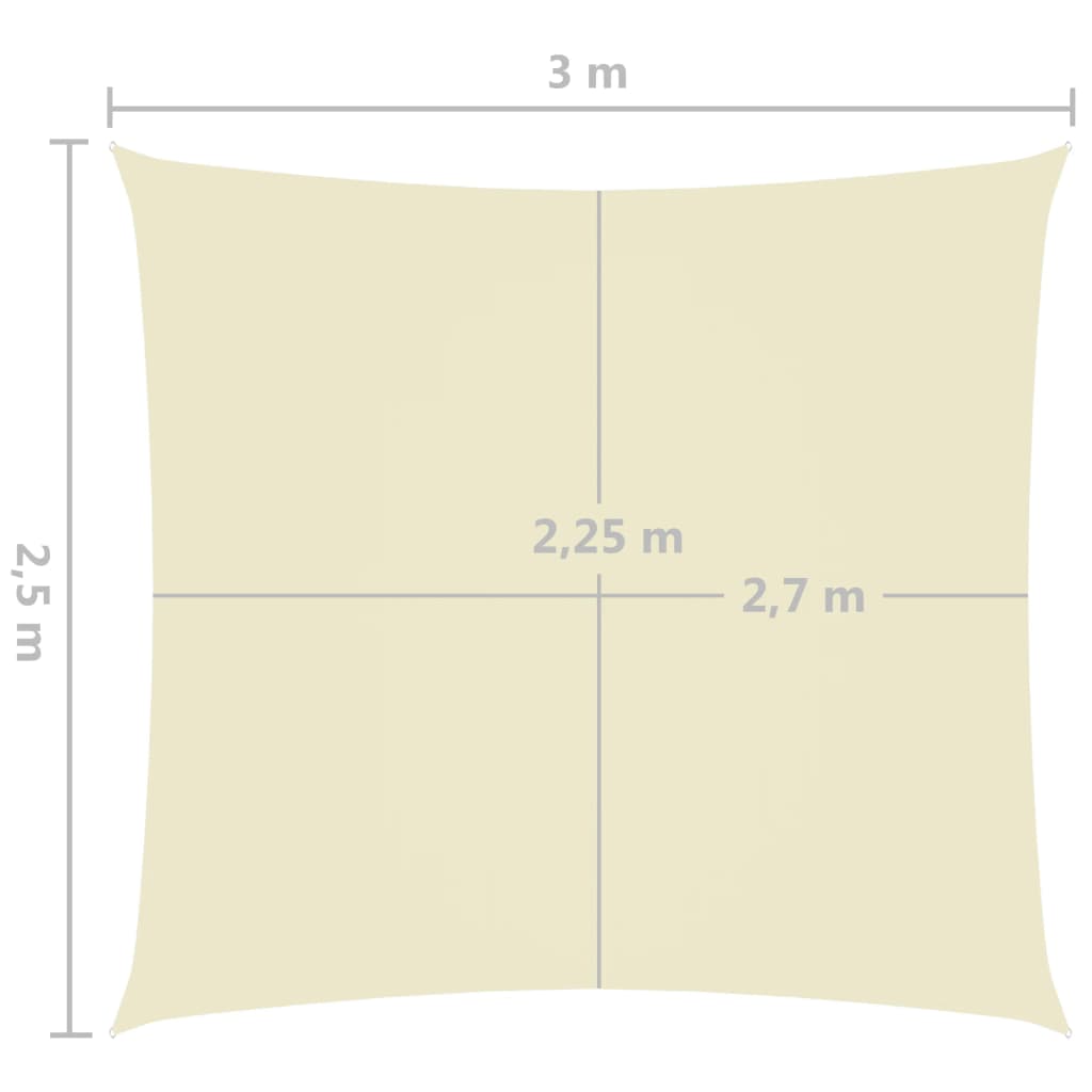 vidaXL Senčno jadro oksford blago pravokotno 2,5x3 m krem