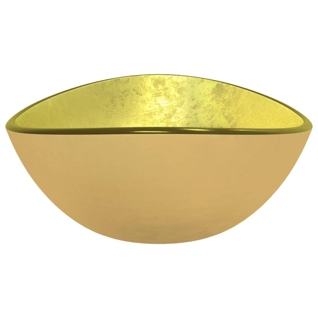 vidaXL Umivalnik kaljeno steklo 54,5x35x15,5 cm zlat