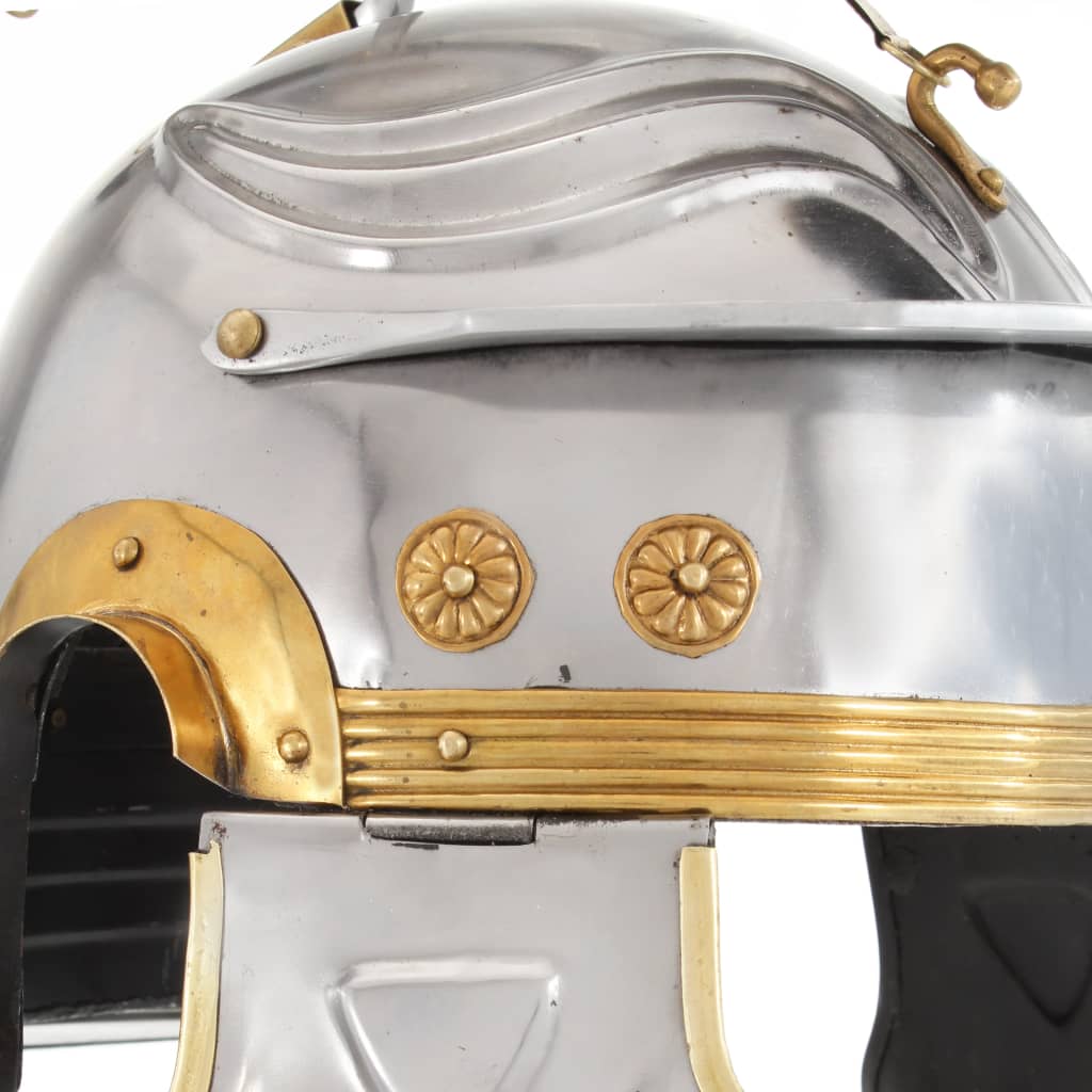 vidaXL Rimska vojaška čelada starinska kopija LARP srebrno jeklo