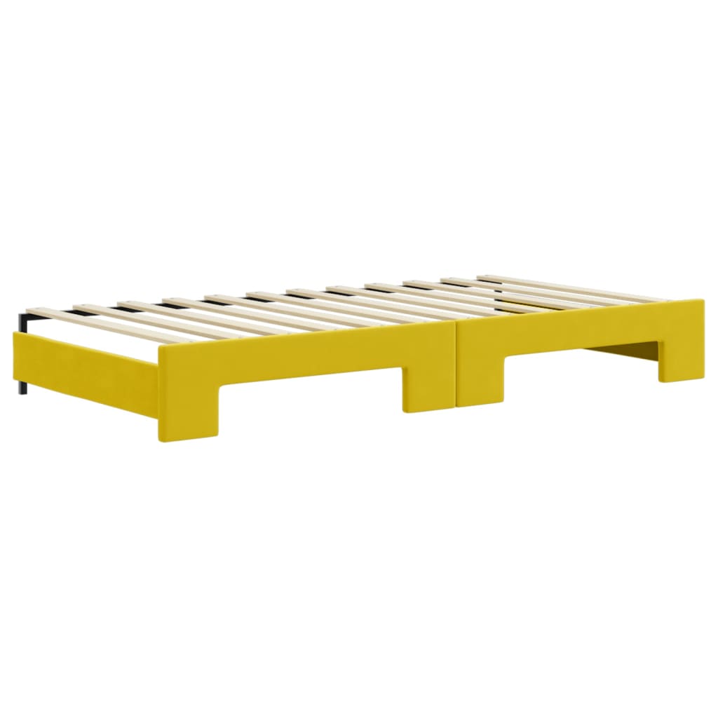 vidaXL Izvlečna dnevna postelja rumena 100x200 cm žamet