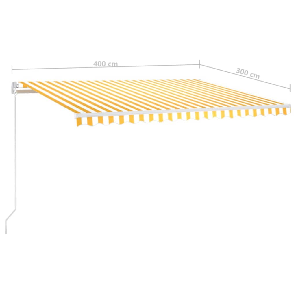 vidaXL Ročno zložljiva tenda z LED lučmi 400x300 cm rumena in bela