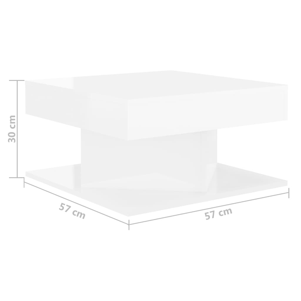 vidaXL Klubska mizica visok sijaj bela 57x57x30 cm iverna plošča