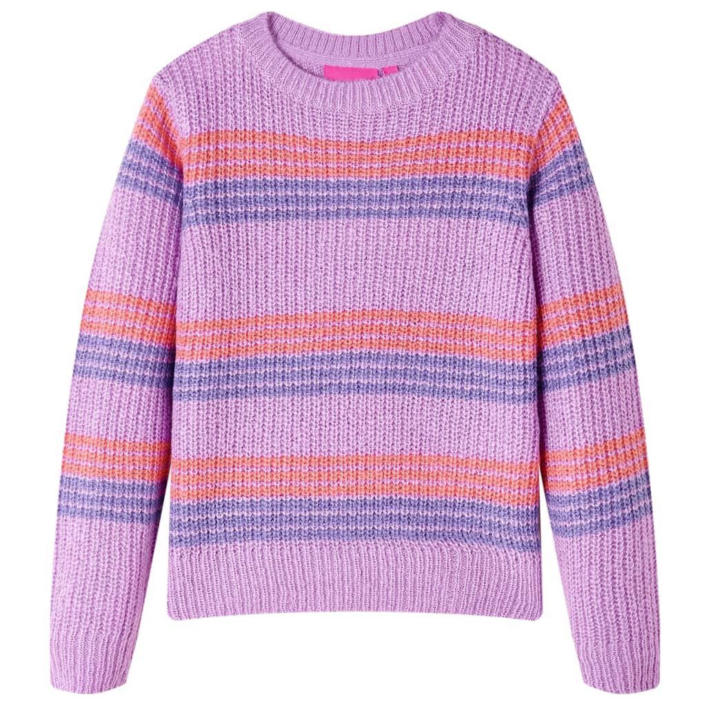 Otroški pulover črtast pleten lila in roza 92