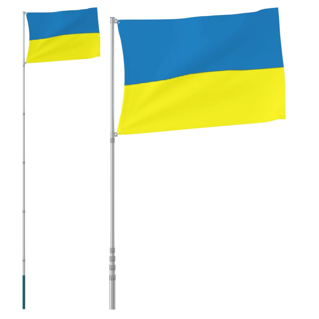vidaXL Zastava Ukrajine in drog 5,5 m aluminij