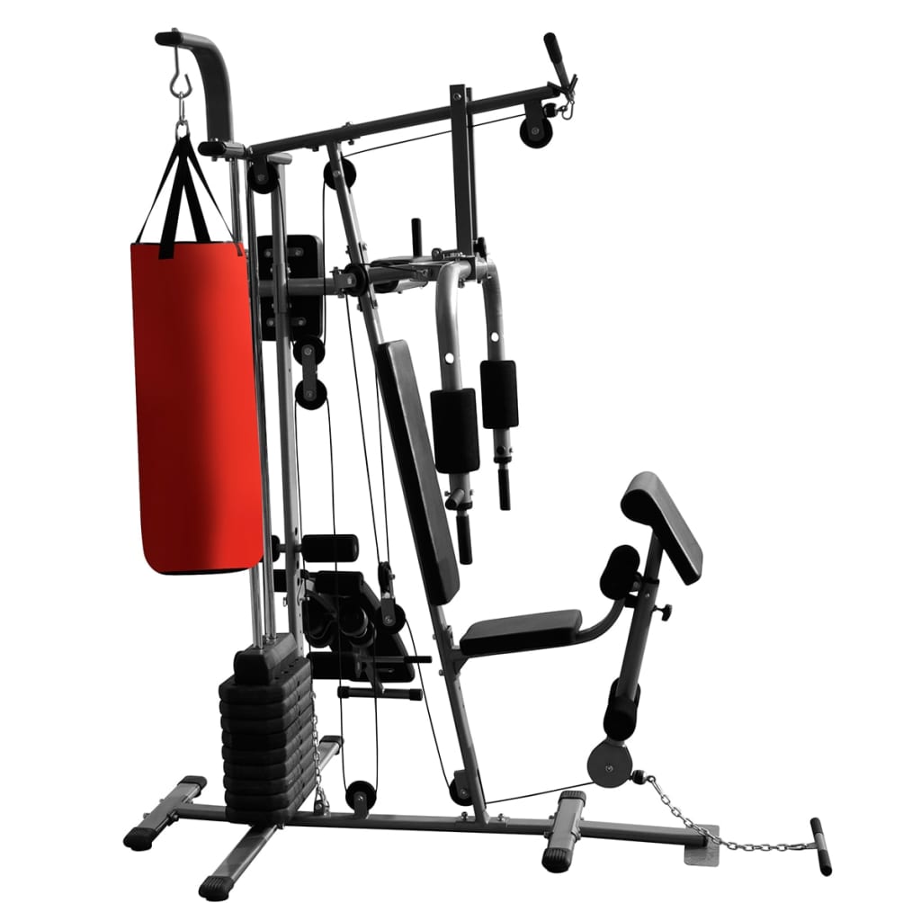 vidaXL Večnamenska fitnes naprava z 1 boksarsko vrečo 65 kg