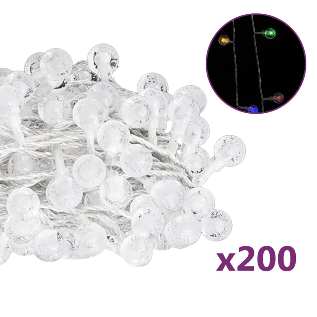 vidaXL Okrasne lučke bučke na vrvici 20 m 200 LED večbarvne 8 funkcij