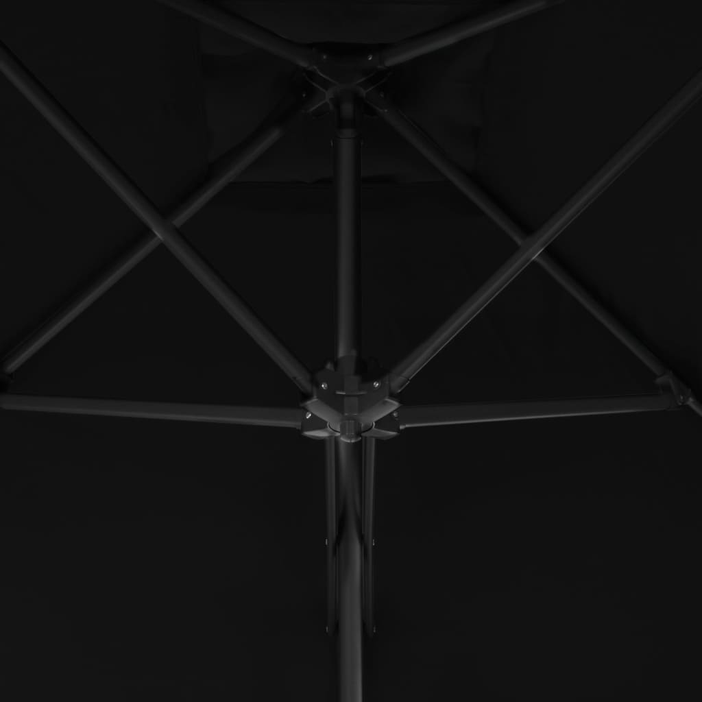 vidaXL Zunanji senčnik z jeklenim drogom črn 300x230 cm