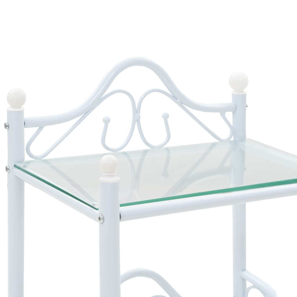 vidaXL Nočna mizica iz jekla in kaljenega stekla 45x30,5x60 cm bela