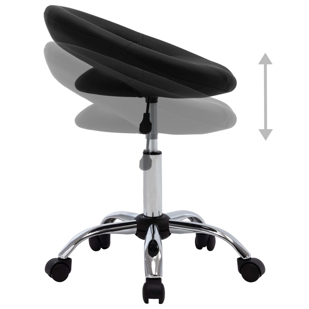 vidaXL Vrtljiv delovni stol črno umetno usnje