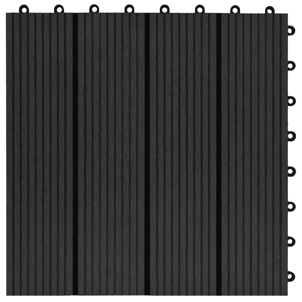 vidaXL Talne plošče 22 kosov 30x30 cm 2 m² WPC črne