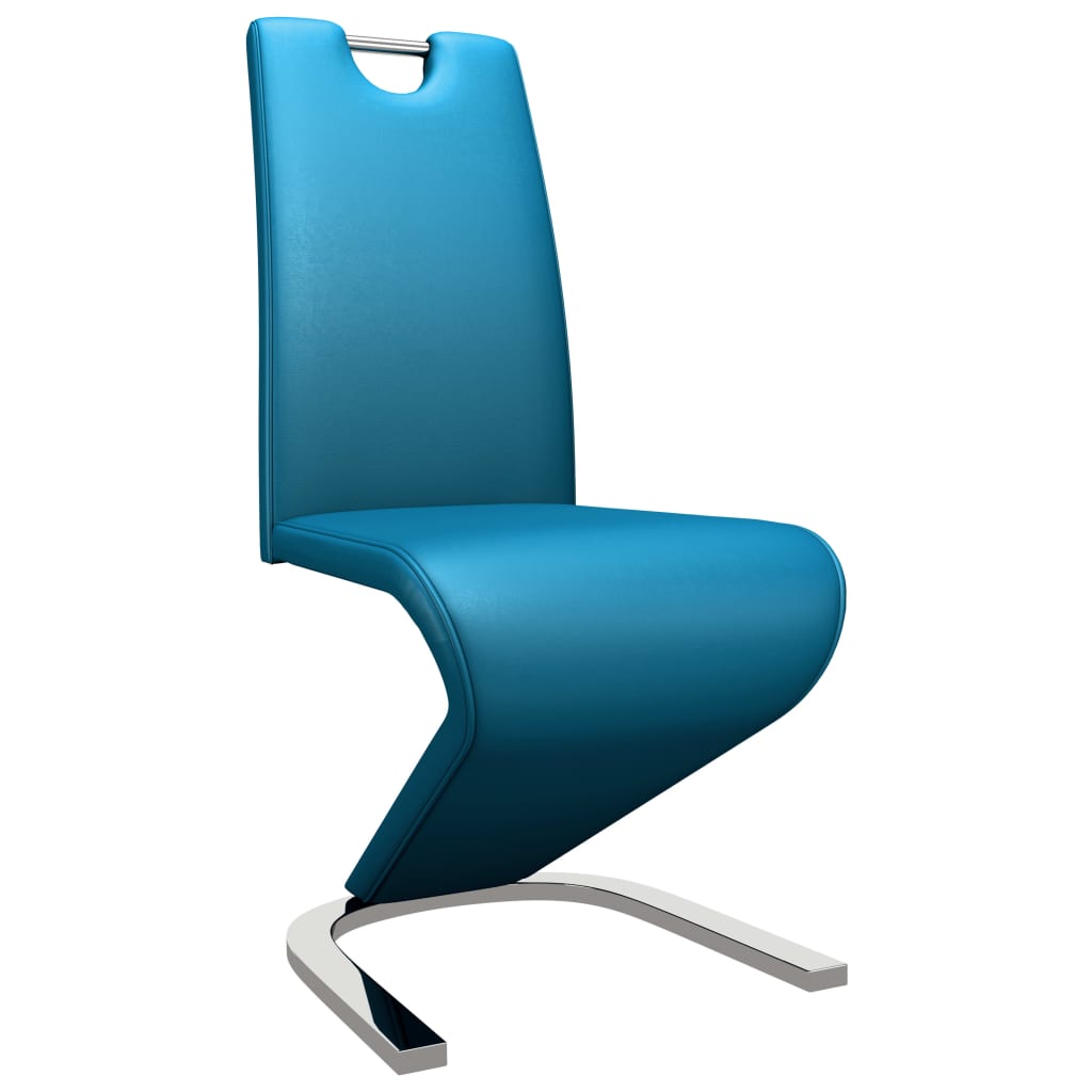vidaXL Jedilni stoli cikcak oblike 2 kosa modro umetno usnje