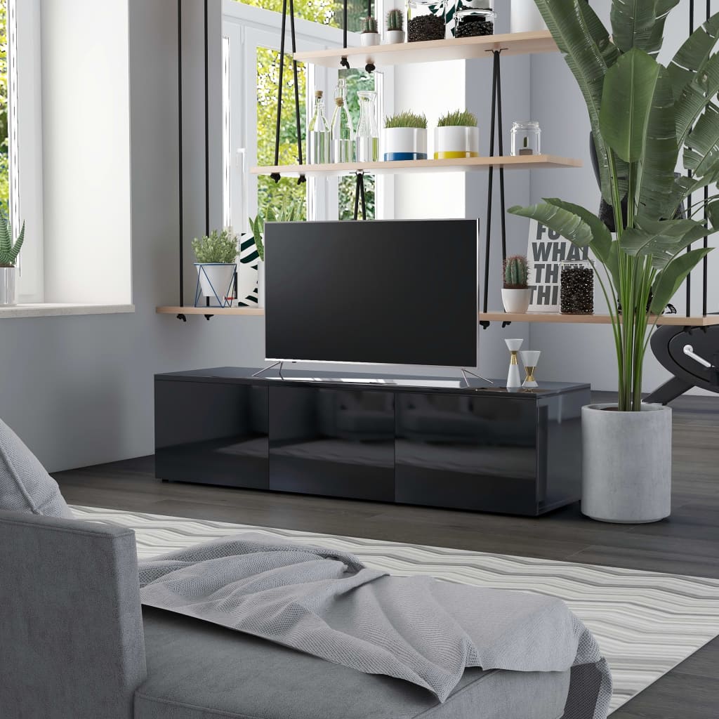vidaXL TV omarica visok sijaj črna 120x34x30 cm iverna plošča