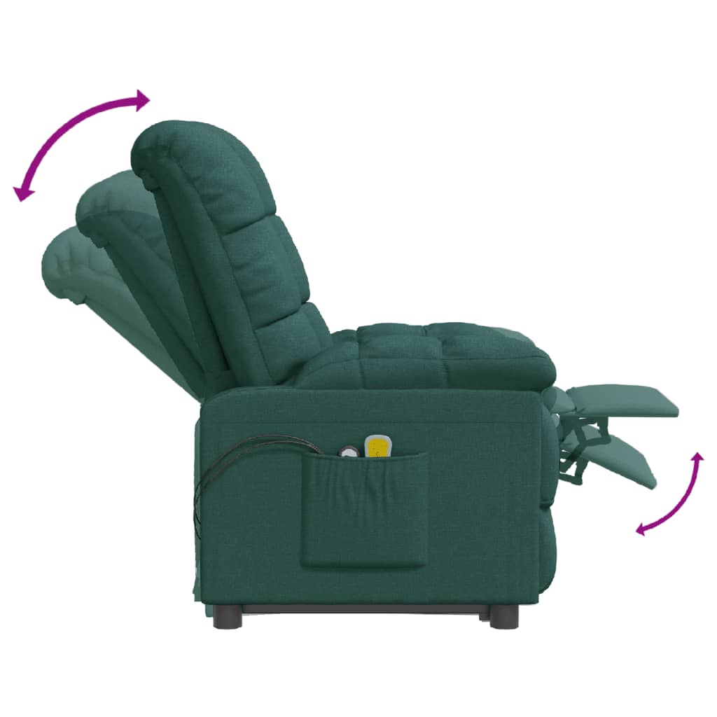 vidaXL Električni masažni stol temno zeleno blago