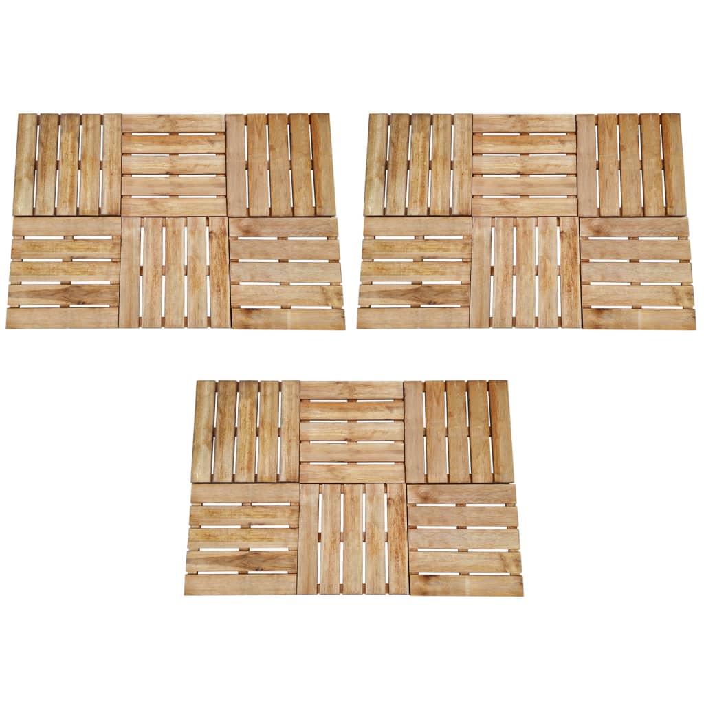 vidaXL Talne plošče 18 kosov 50x50 cm lesene rjave