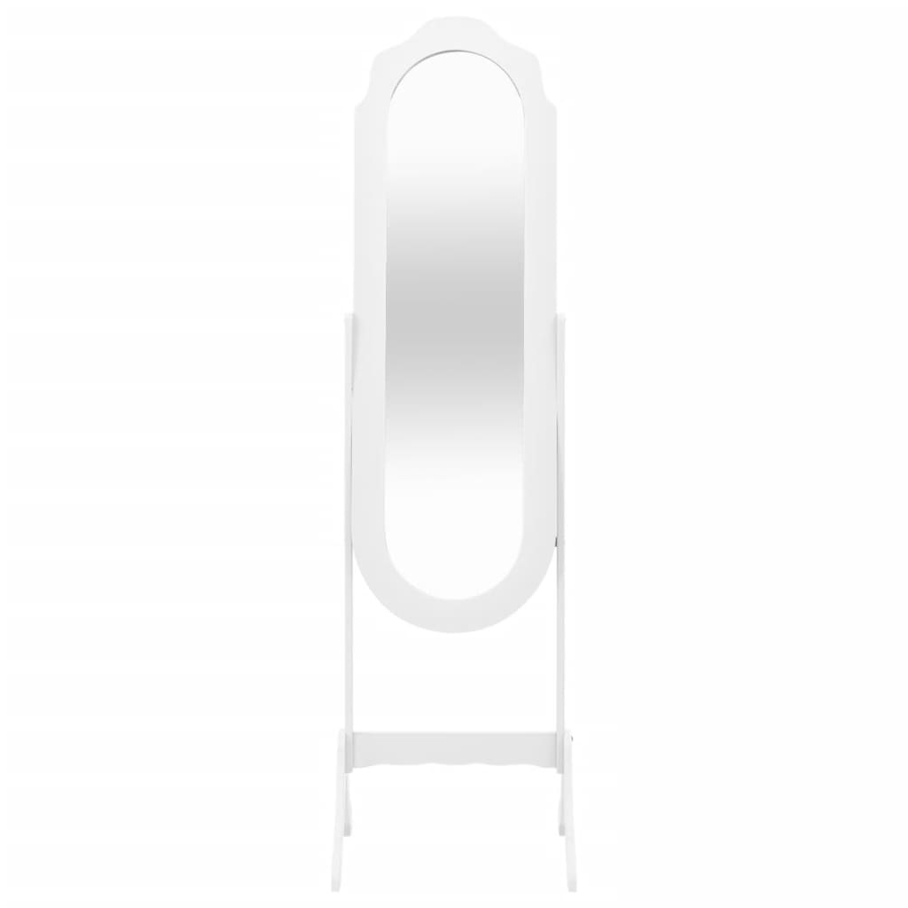 vidaXL Prostostoječe ogledalo belo 45,5x47,5x160 cm inženirski les