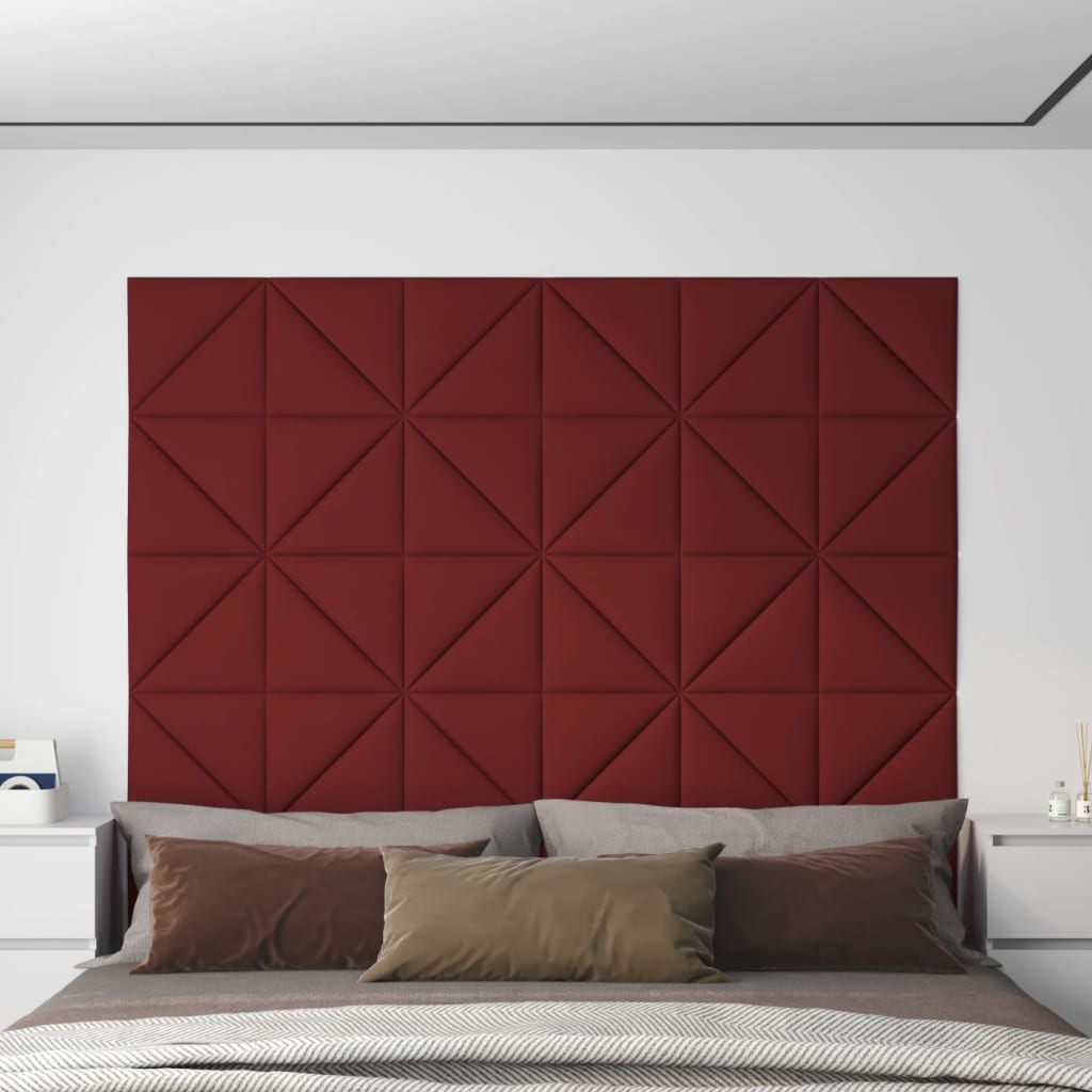 vidaXL Stenski paneli 12 kosov vinsko rdeči 30x30 cm blago 0,54 m²