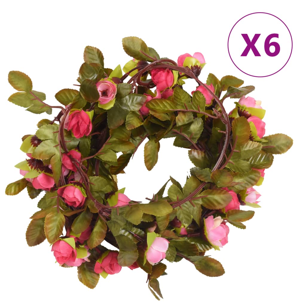 vidaXL Girlanda iz umetnega cvetja 6 kosov rožnata 250 cm