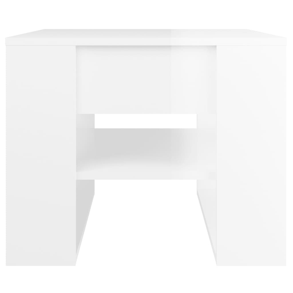 vidaXL Klubska mizica visok sijaj bela 55,5x55x45 cm konstruiran les