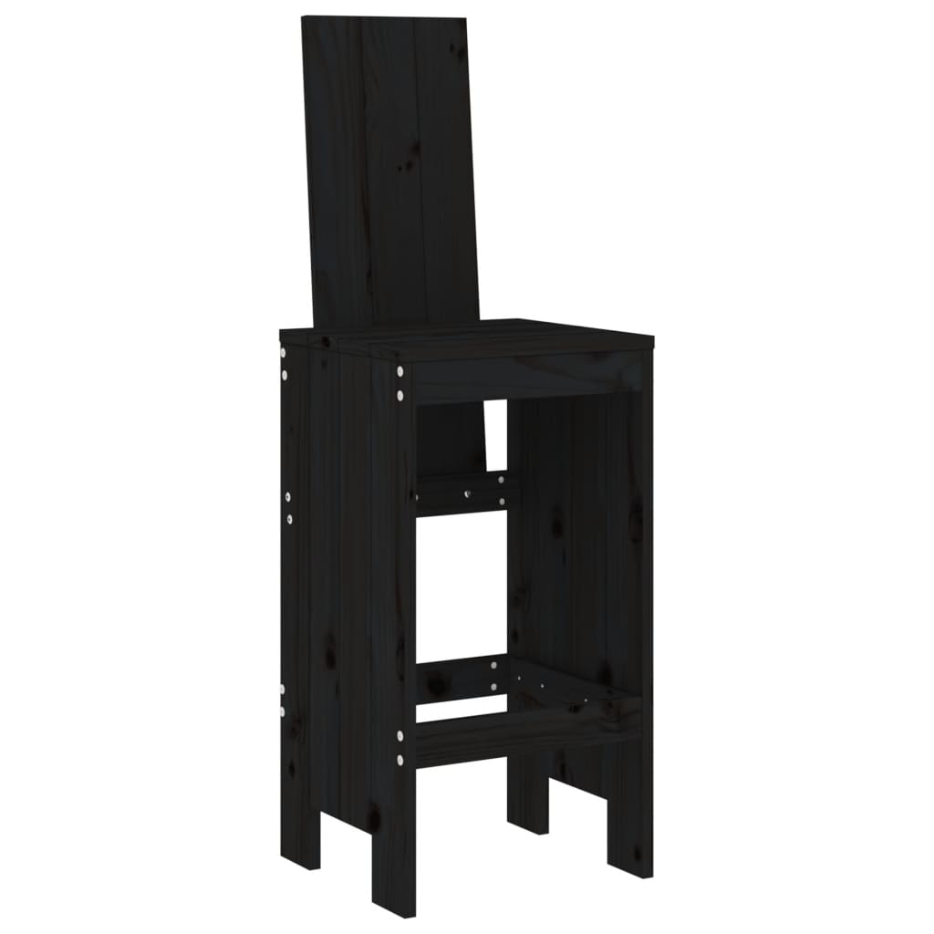 vidaXL Barski stolček 2 kosa črn 40x42x120 cm trdna borovina