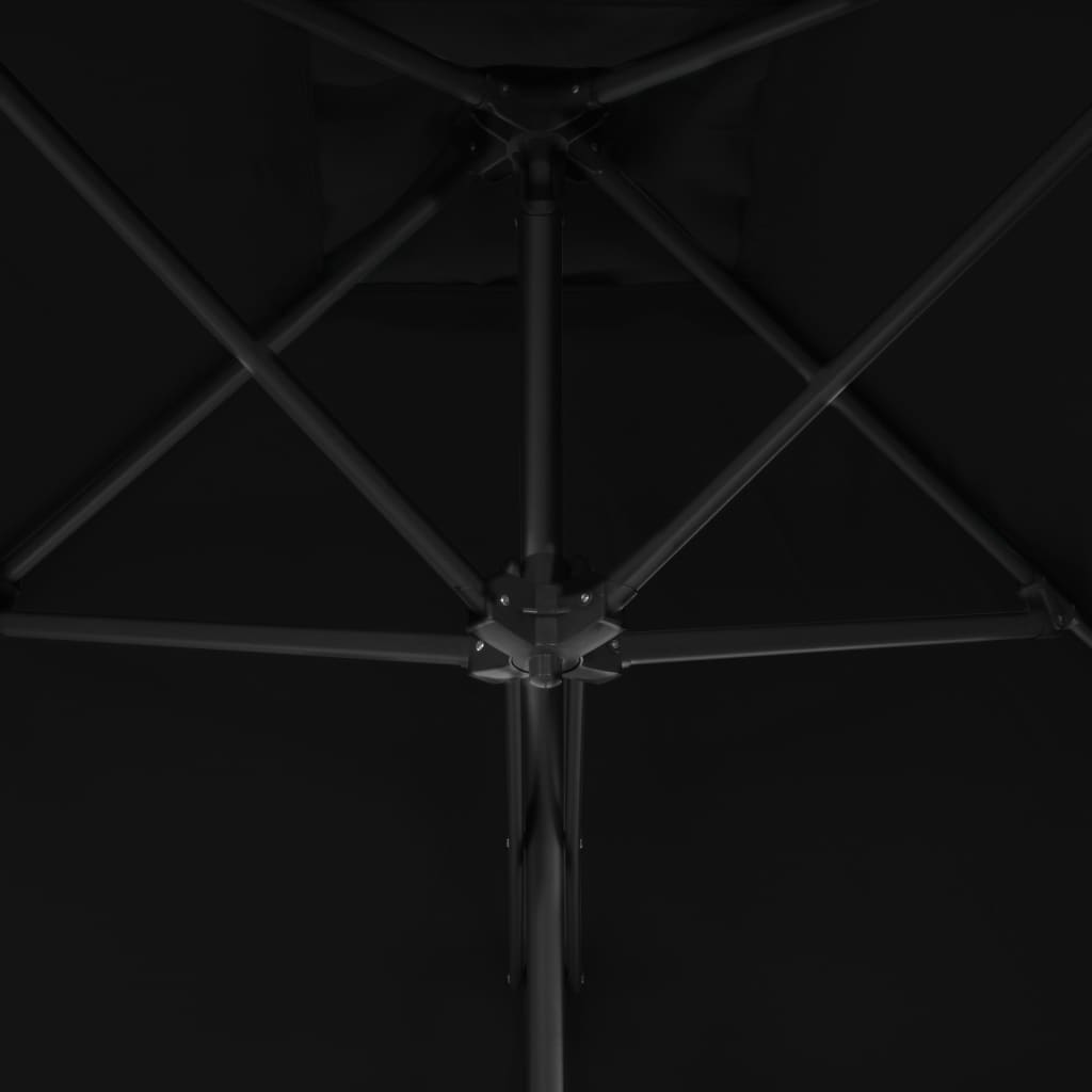 vidaXL Zunanji senčnik z jeklenim drogom črn 250x250x230 cm
