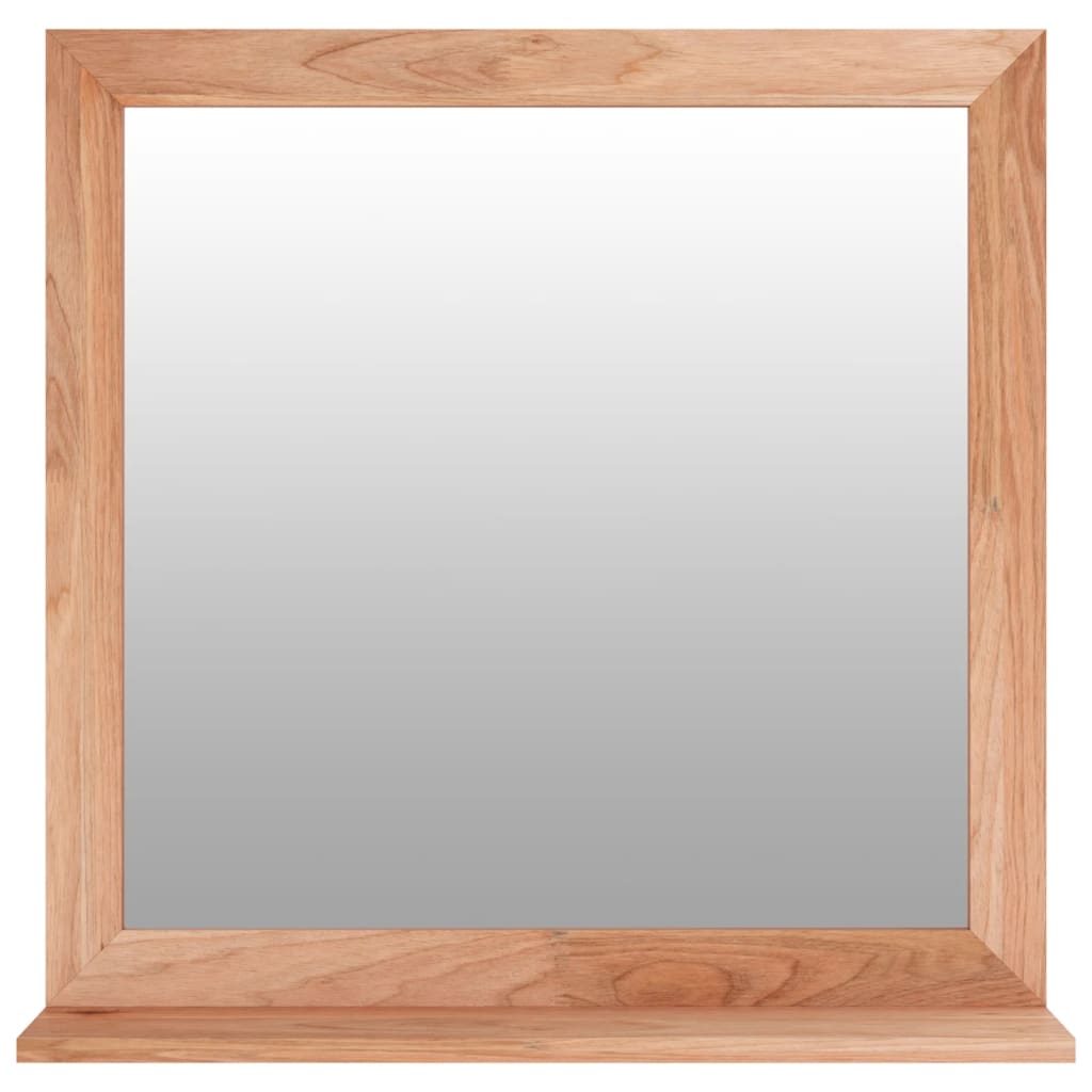 vidaXL Stensko ogledalo 55x55 cm trdna orehovina