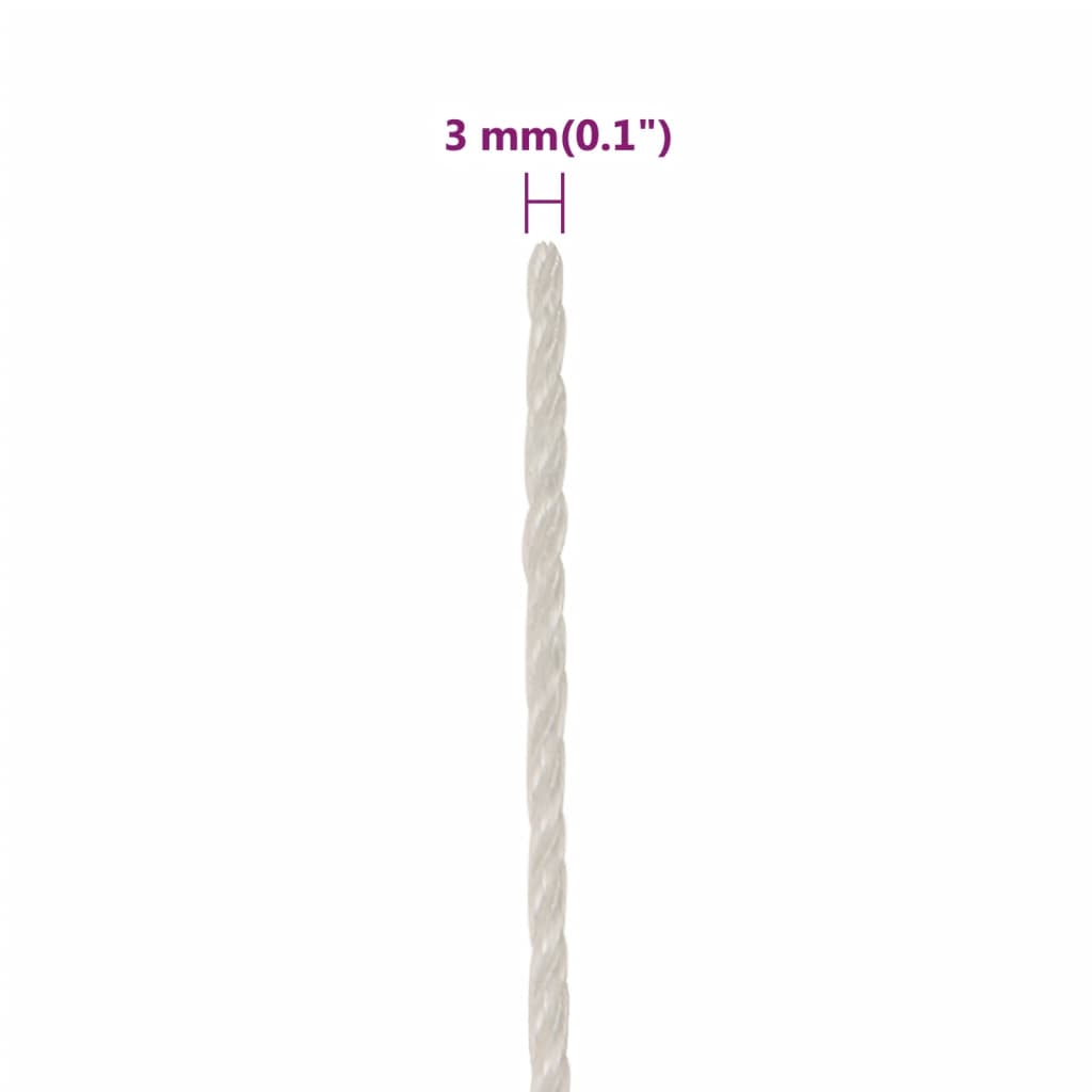 vidaXL Delovna vrv bela 3 mm 50 m polipropilen
