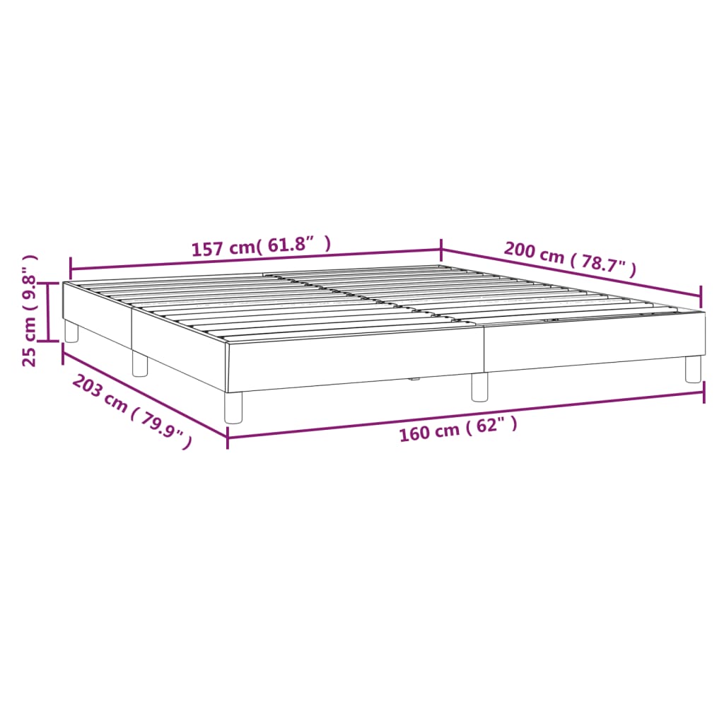 vidaXL Box spring posteljni okvir temno siv 160x200 cm žamet
