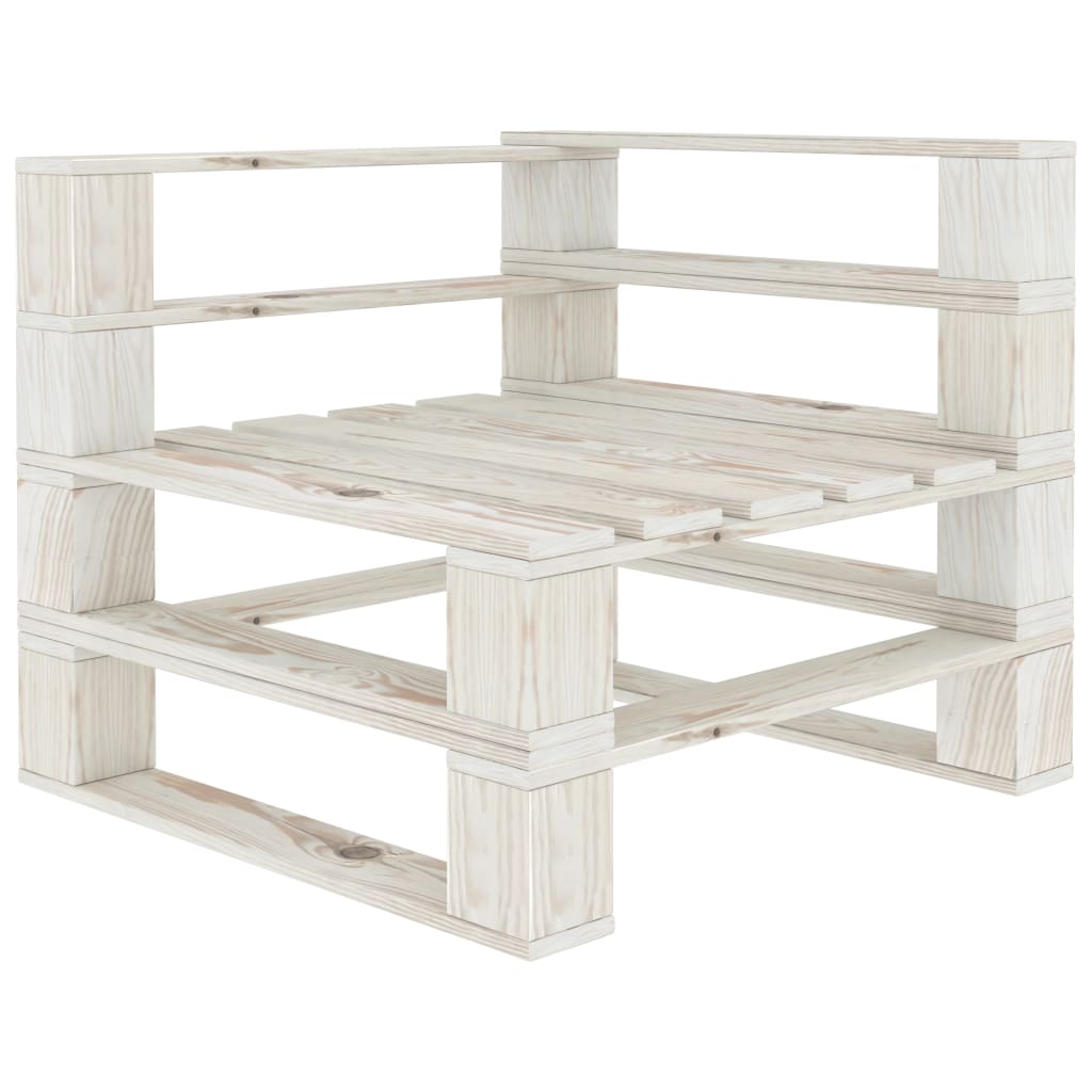 vidaXL Vrtni kavč iz palet bel trosed lesen