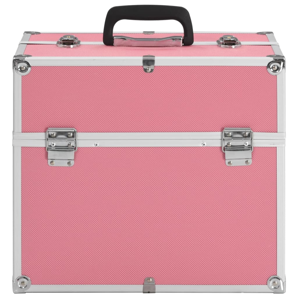vidaXL Kovček za ličila 38x23x34 cm roza aluminij