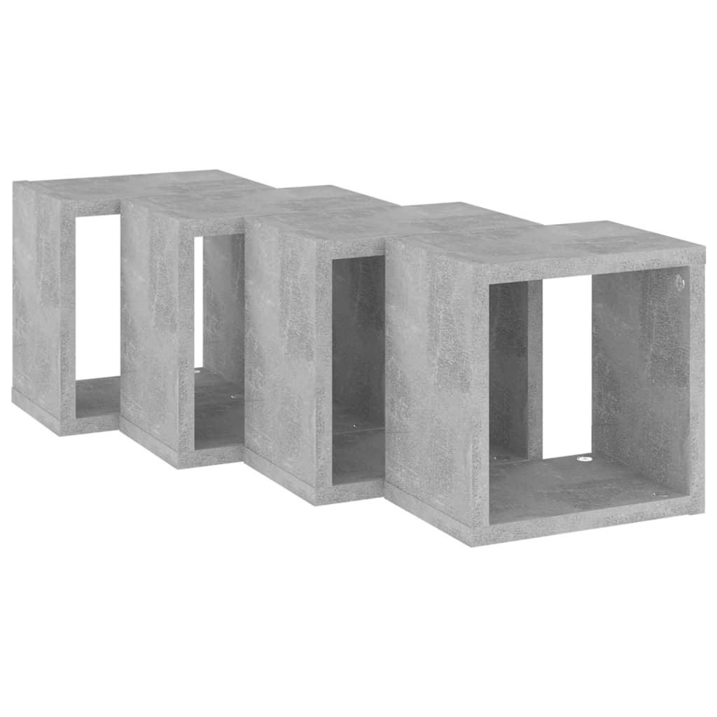 vidaXL Stenske police kockaste 4 kosi betonsko sive 22x15x22 cm