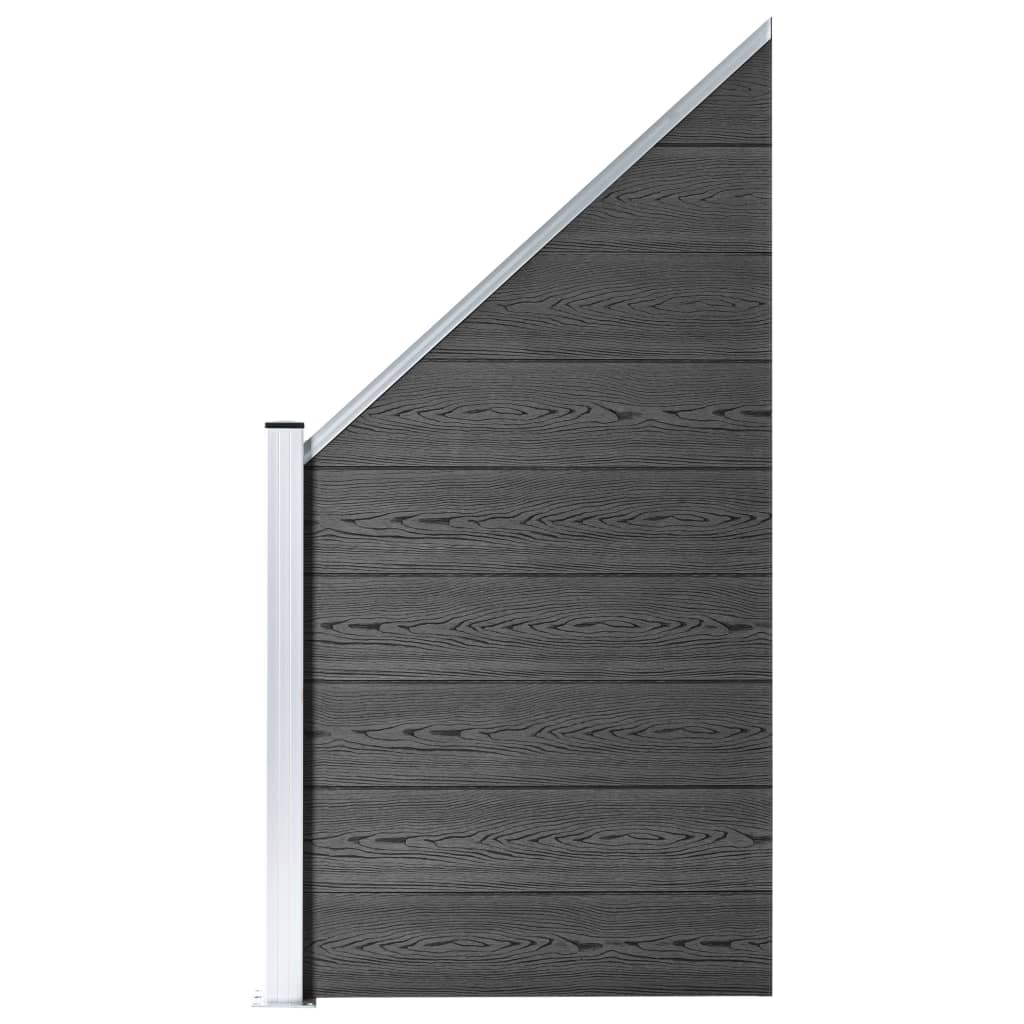 vidaXL Komplet ograjnih panelov WPC 1830x(105-186) cm črn