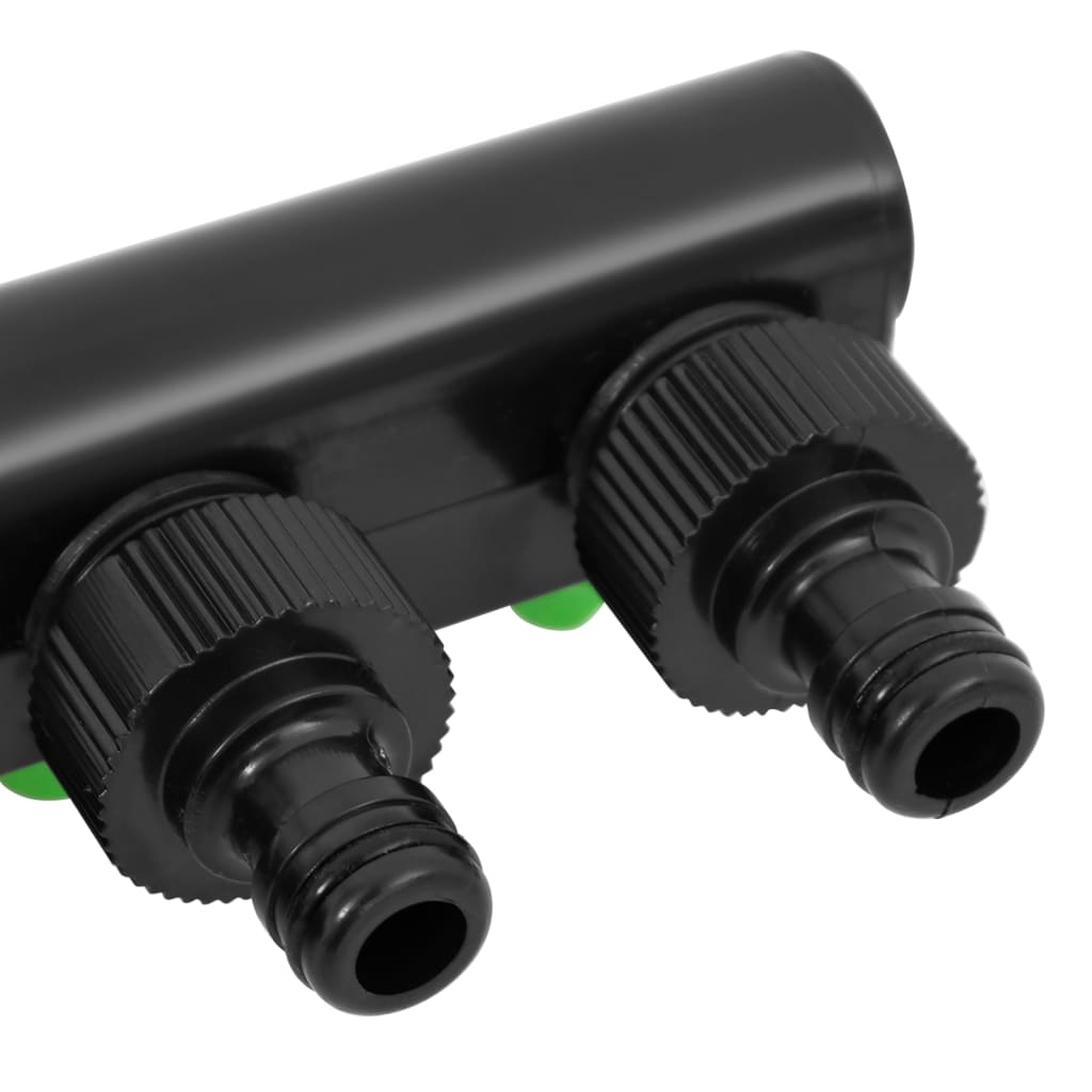 vidaXL Priključek za pipo 4-smerni zelen in črn 19,5x6x11 cm ABS in PP