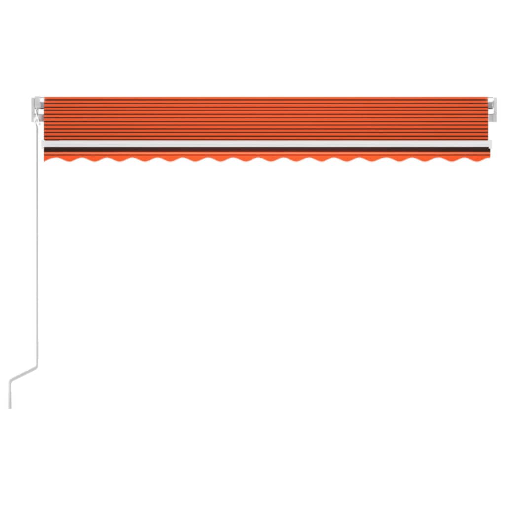 vidaXL Avtomatska tenda LED + senzor 450x300 cm oranžno/rjava