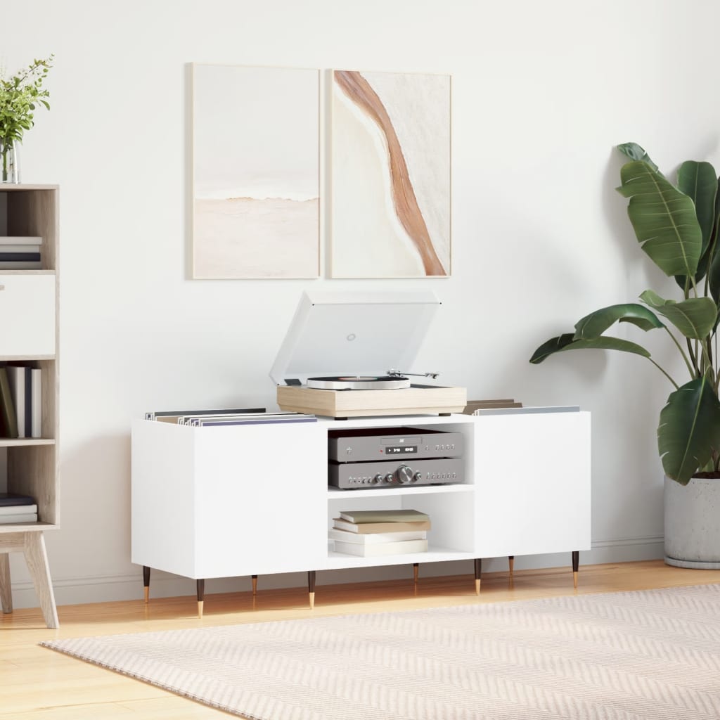 vidaXL Omarica za gramofonske plošče bela 121x38x48 cm inženirski les