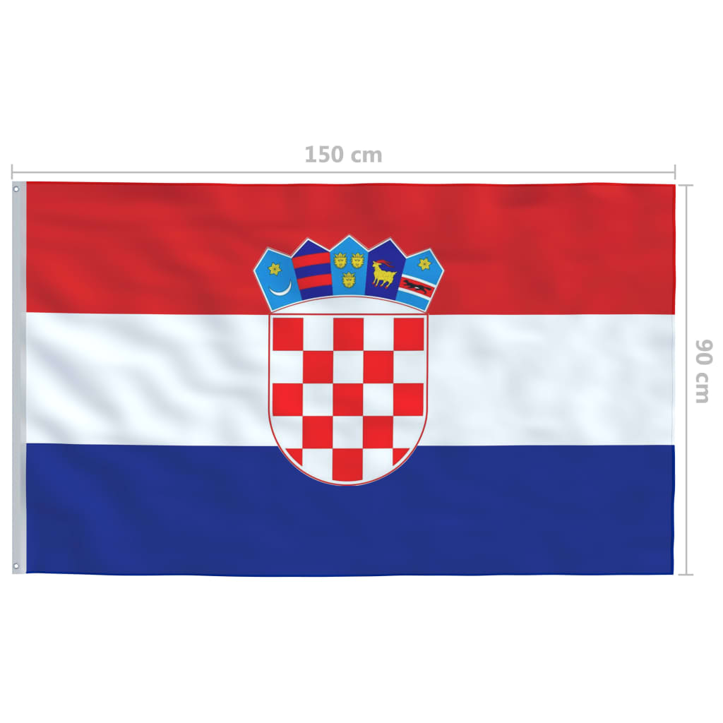 vidaXL Hrvaška zastava 90x150 cm