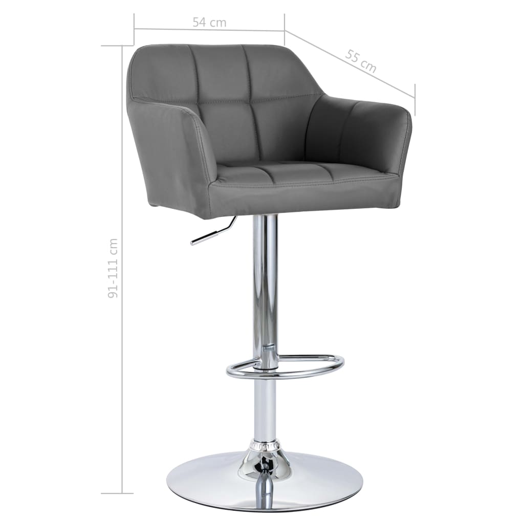 vidaXL Barski stolčki 2 kosa z naslonjali za roke sivo umetno usnje